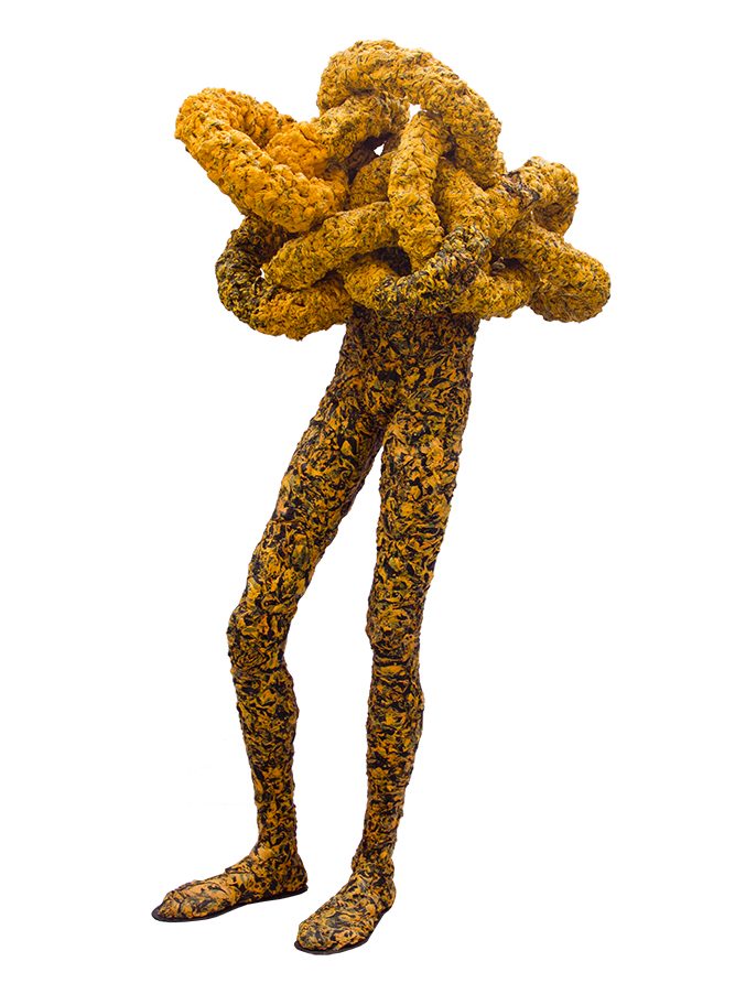 Interlocked Man by Olumide Onadipe, plastic bags, 162 x 84 cm, 2018