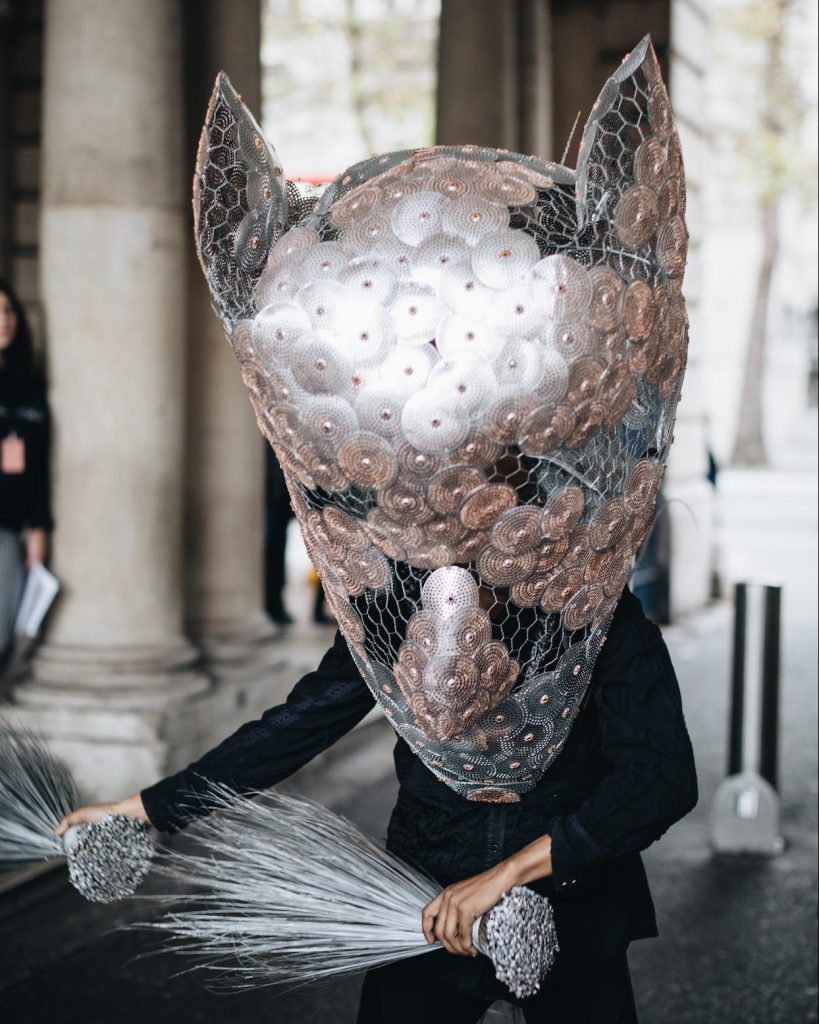 Adejoke Tugbiyele, Shifting The Waves: The mask, The Boat, The Broom, The Box, 2017. Image from the performance at 1:54 Contemporary Art Fair, London. Image copyright Katrina Sorrentino, courtesy the artist. 