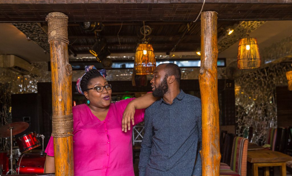 Wana Udobang (L) and Emmanuel Iduma (R) at Bogobiri in Lagos. Photo credit: Ben Ibeabuchi for TSA Magazine 