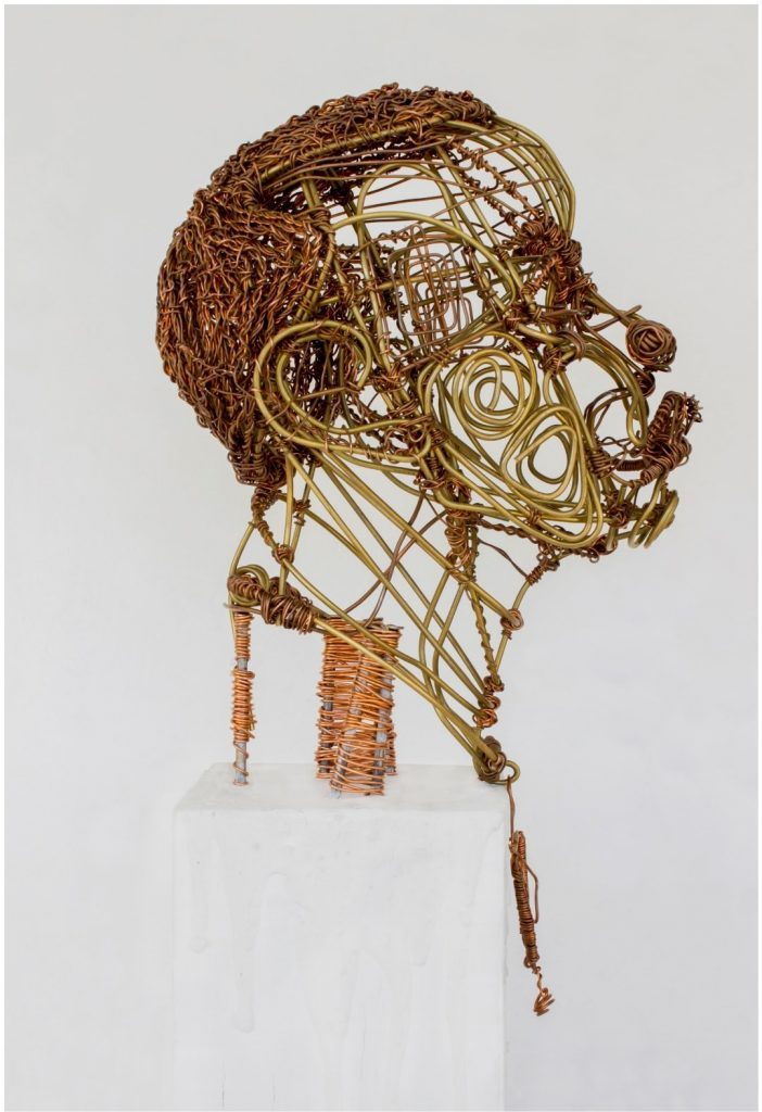 Kwame Akoto-Bamfo, KABE Head, brass and copper wires. © Kwame Akoto-Bamfo