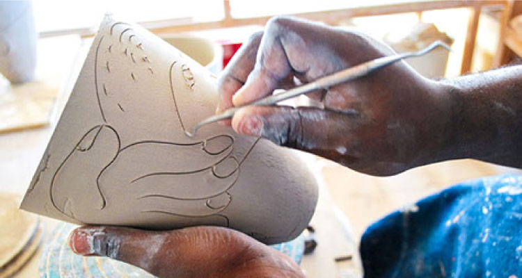 A ceramic work in progress at Imiso Ceramics via https://www.imisoceramics.co.za