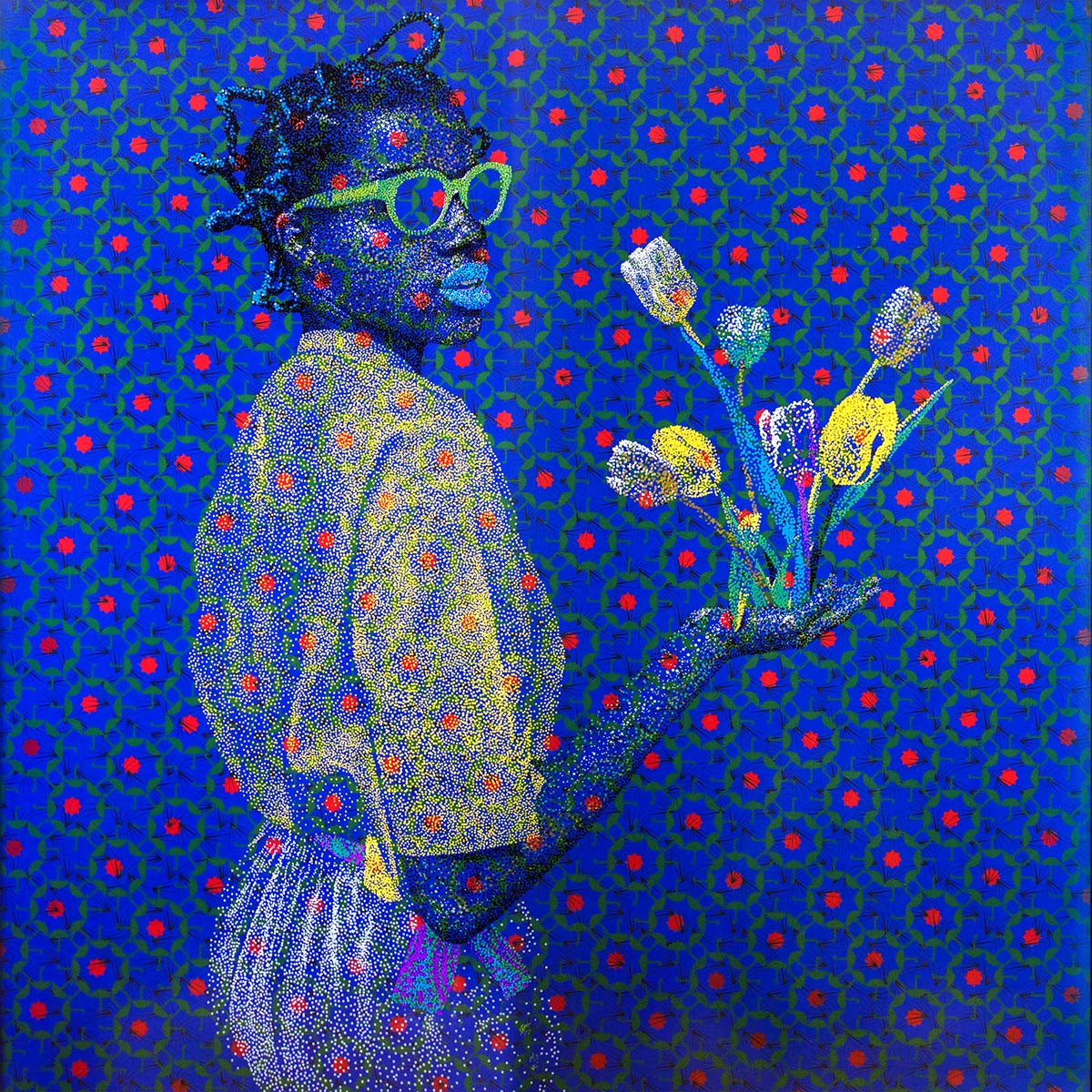 Evans Mbugua,'Bamako Studio', oil on plexiglass. Courtesy: ART X Lagos