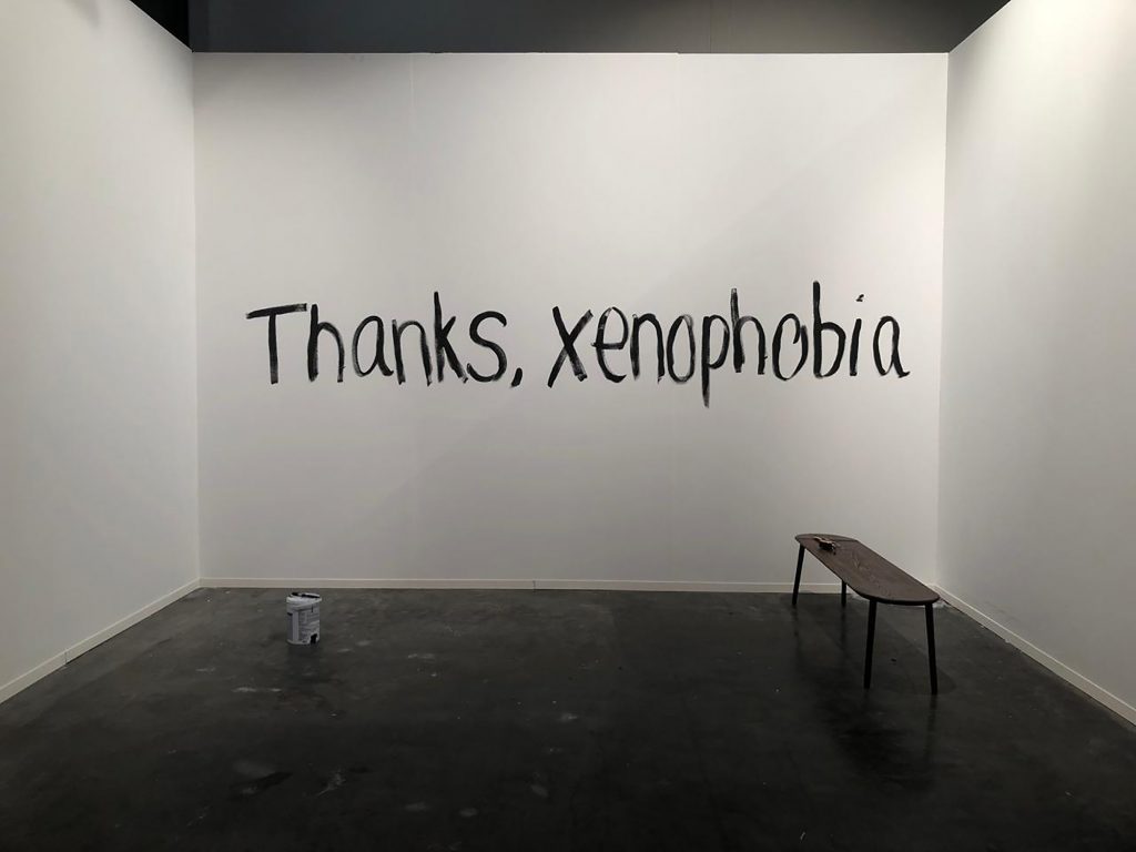 'Thanks, Xenophobia' by Sheila Chukwulozie at FNB Joburg Art Fair 2019