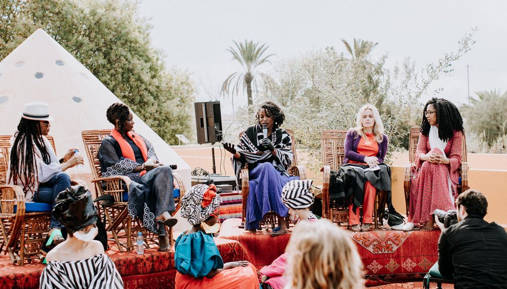 In Photo L-R: Chika Unigwe, Yvonne Owuor, Taiye Selasi, Violaine Binet and Enuma Okoro. Courtesy AFRƎEculture