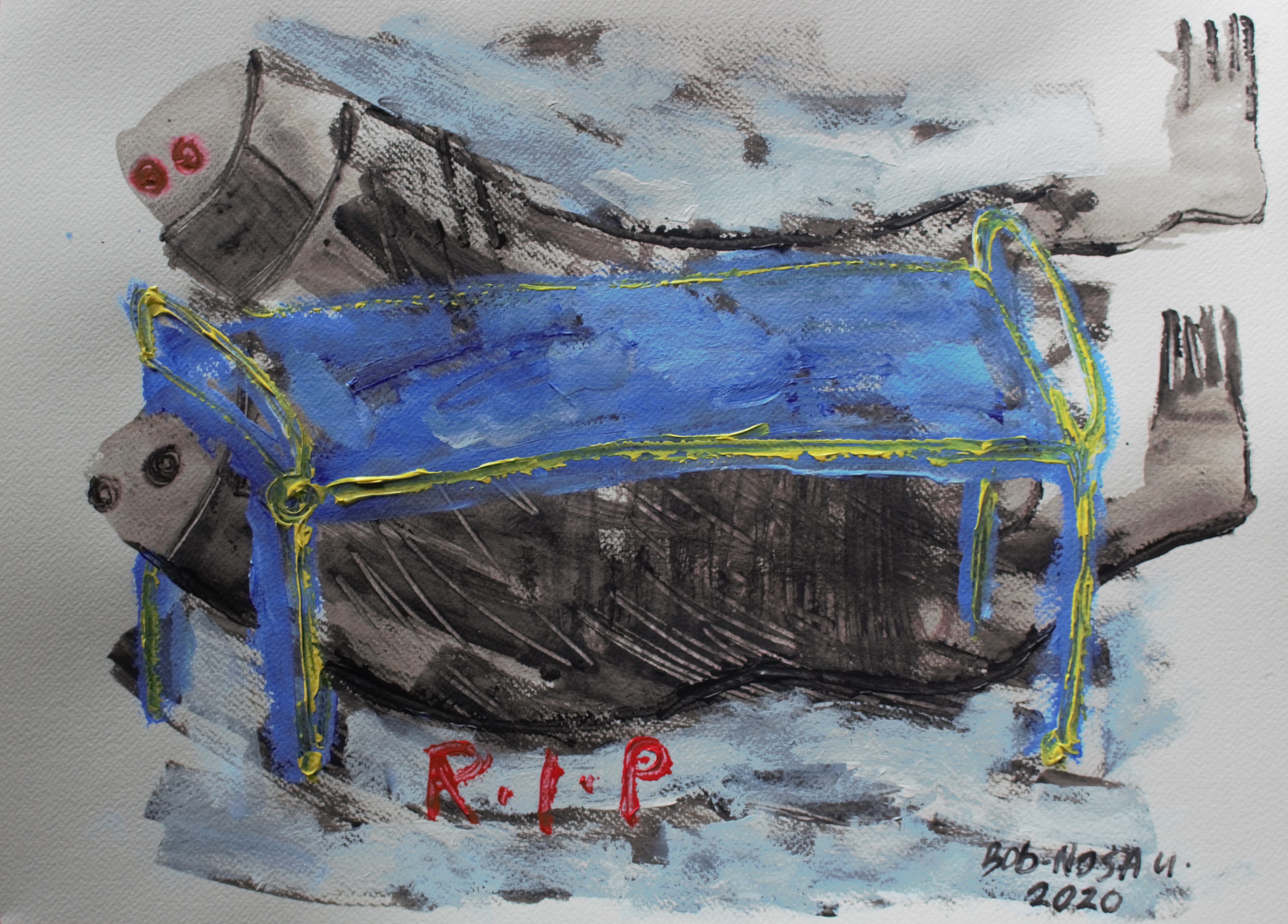 From the series: R.I.P, 2020, acrylic on watercolour paper