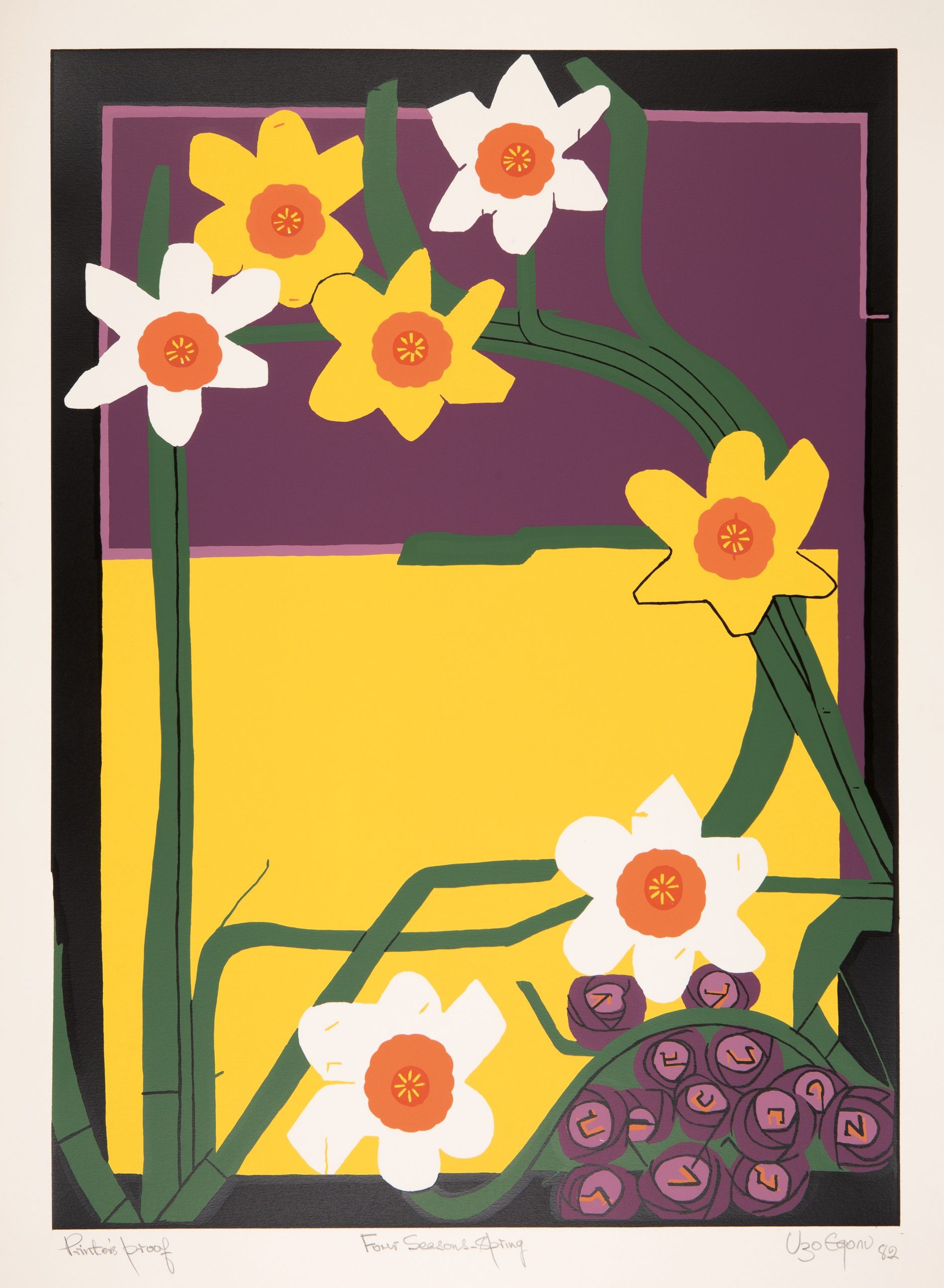Uzo Egonu - Four Seasons - Spring - 1982 - Screenprint on woven paper - 93.7 x 63 cm - Printers Proof