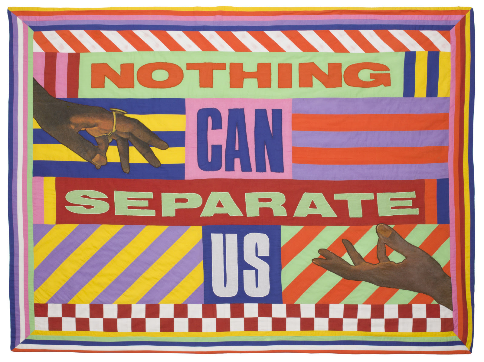 1-54 London artist: Lakwena Maciver, Nothing Can Separate Us, 2021, Hand-stitched patchwork with appliqué, 116 x 153 cm. Courtesy of Vigo Gallery