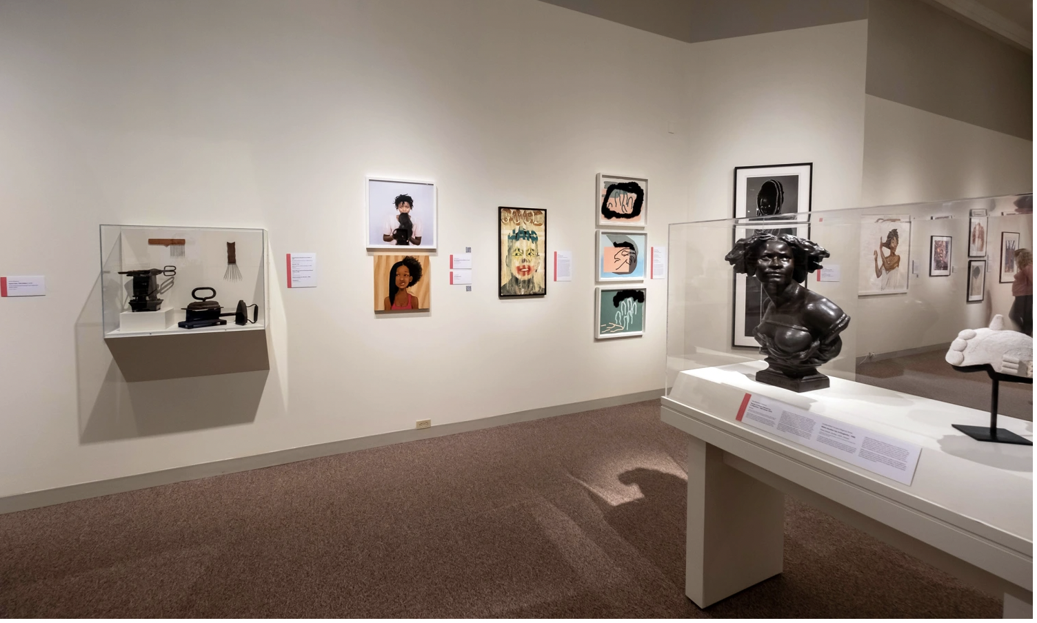 Installation view: 'TEXTURES: the history and art of Black hair’ (2021) at Kent State University Museum, Ohio