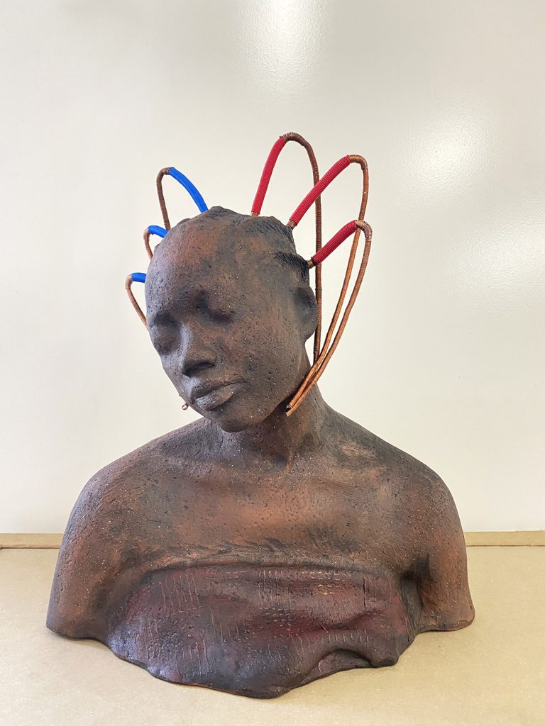 Tunde Owolabi, 'Ade Ori (Crown)', (2022), Terra-cotta, copper and rubber wire. Courtesy of the artist